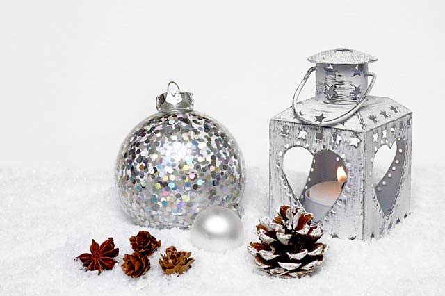 Weihnachts-Deko Silber als Windlicht