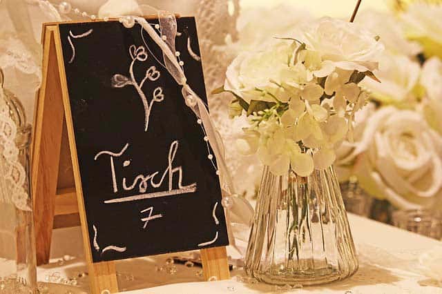 Kreidetafel mit Tischnummer