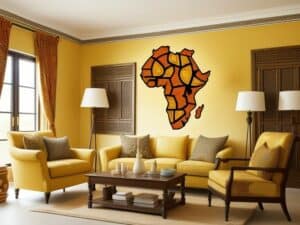 Afrika-Wanddeko im Wohnzimmer