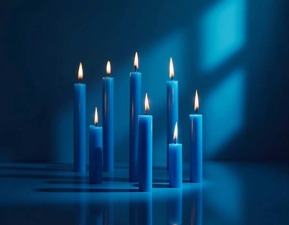 Blaue Stabkerzen