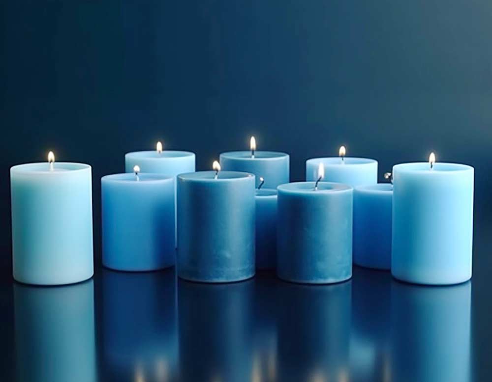 Blaue Stumpenkerzen
