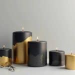 Stumpenkerzen Schwarz Gold