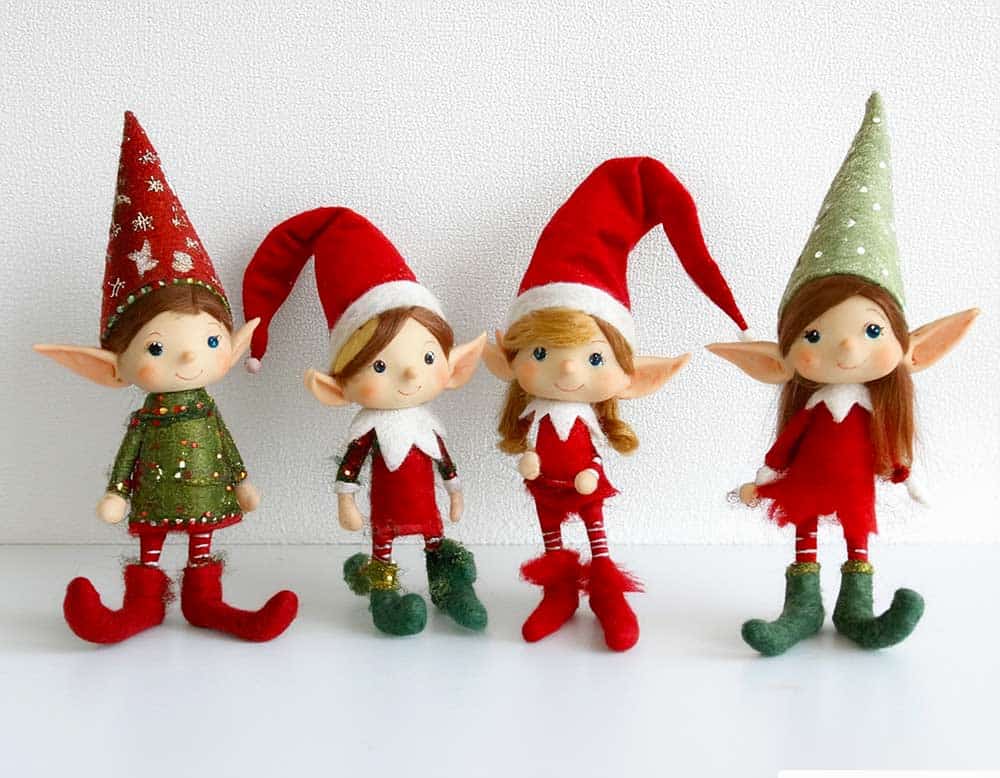 Elfen als Weihnachtsdekorationen