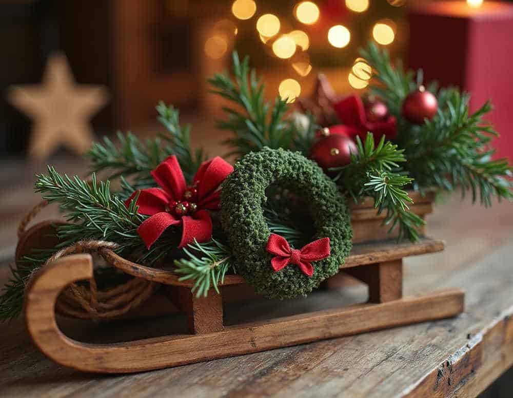 XMAS Deko Schlitten aus Holz