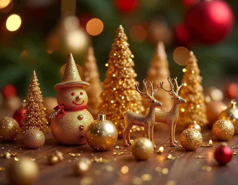 Weihnachtsdeko in Gold