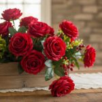 Rote Rosen - künstliche Deko