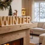 Schriftzug aus Holz mit Winter