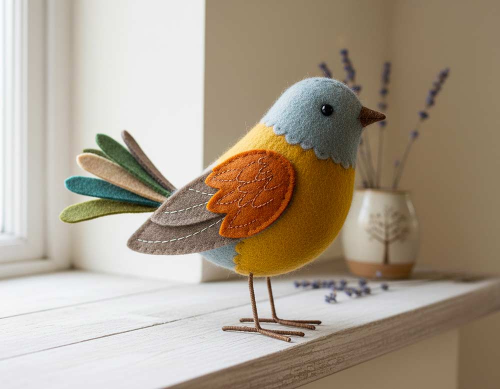 Vogelfigur aus Filzstoff Deko