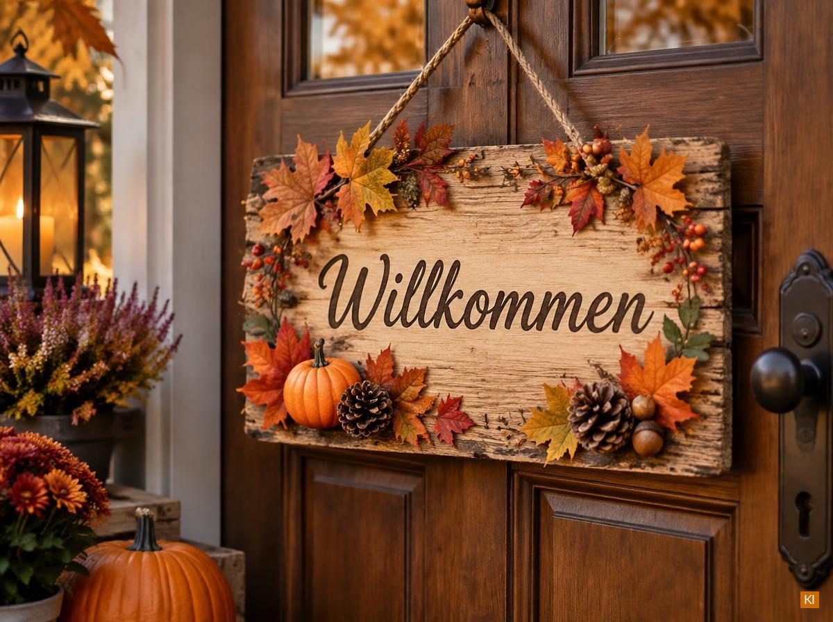 Herbstdeko Willkommen Schild Tür